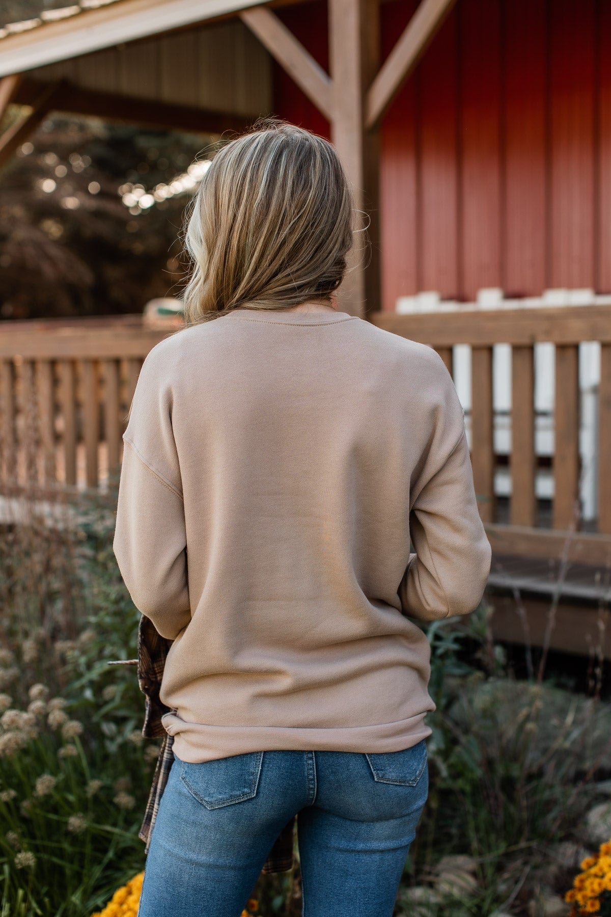 "Pumpkin Everything" Lightweight Crew Neck- Taupe - Image 7
