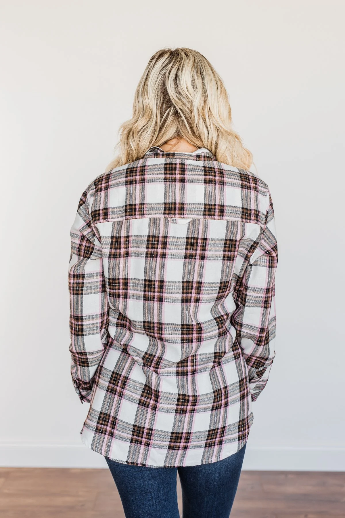Pumpkin Farm Button Down Flannel- Pink & Ivory - Image 16