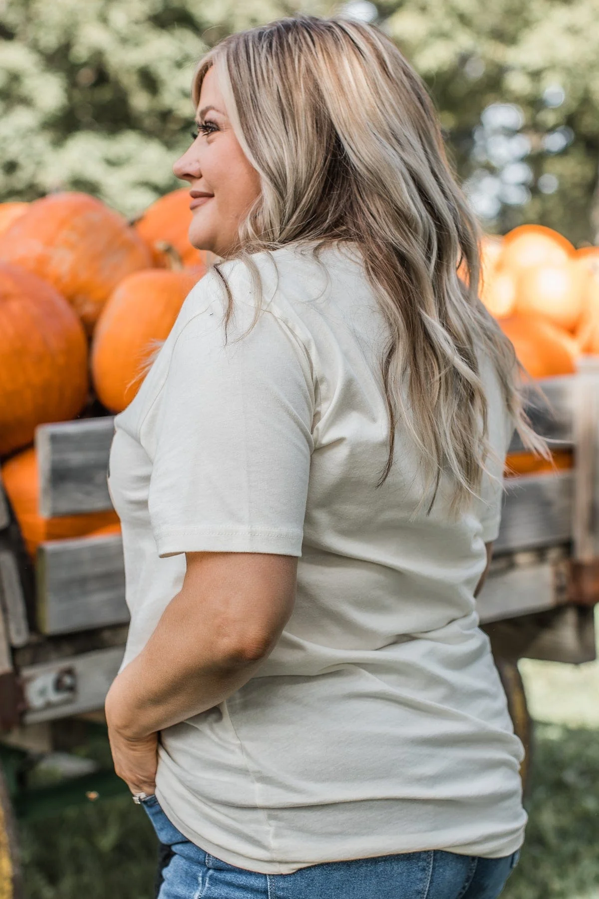 "Pumpkin Harvest" Graphic Tee- Cream - Image 7