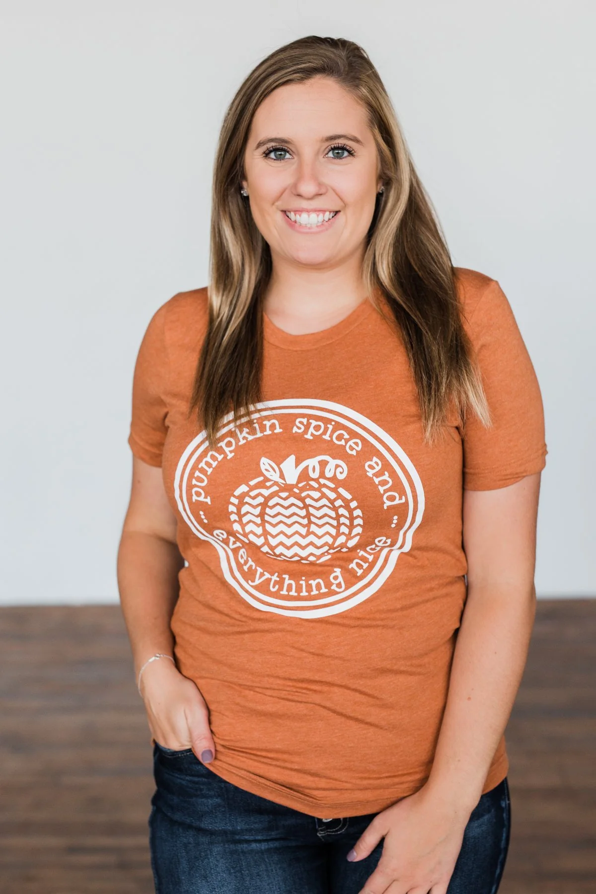 "Pumpkin Spice And Everything Nice" Graphic Tee- Burnt Orange - Image 4