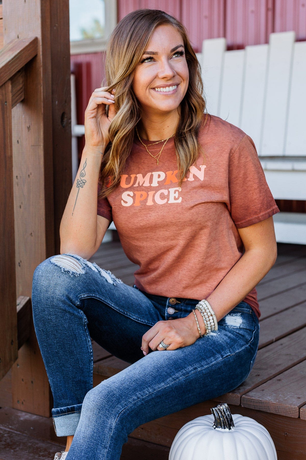 "Pumpkin Spice" Graphic Tee- Burnt Orange - Image 4