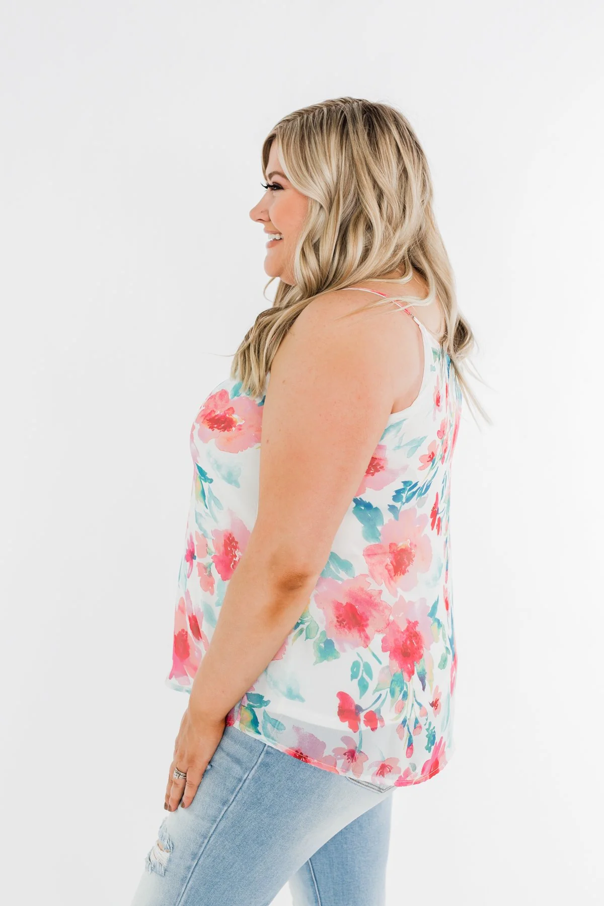 Pure Bliss Floral Shift Tank- Ivory - Image 10