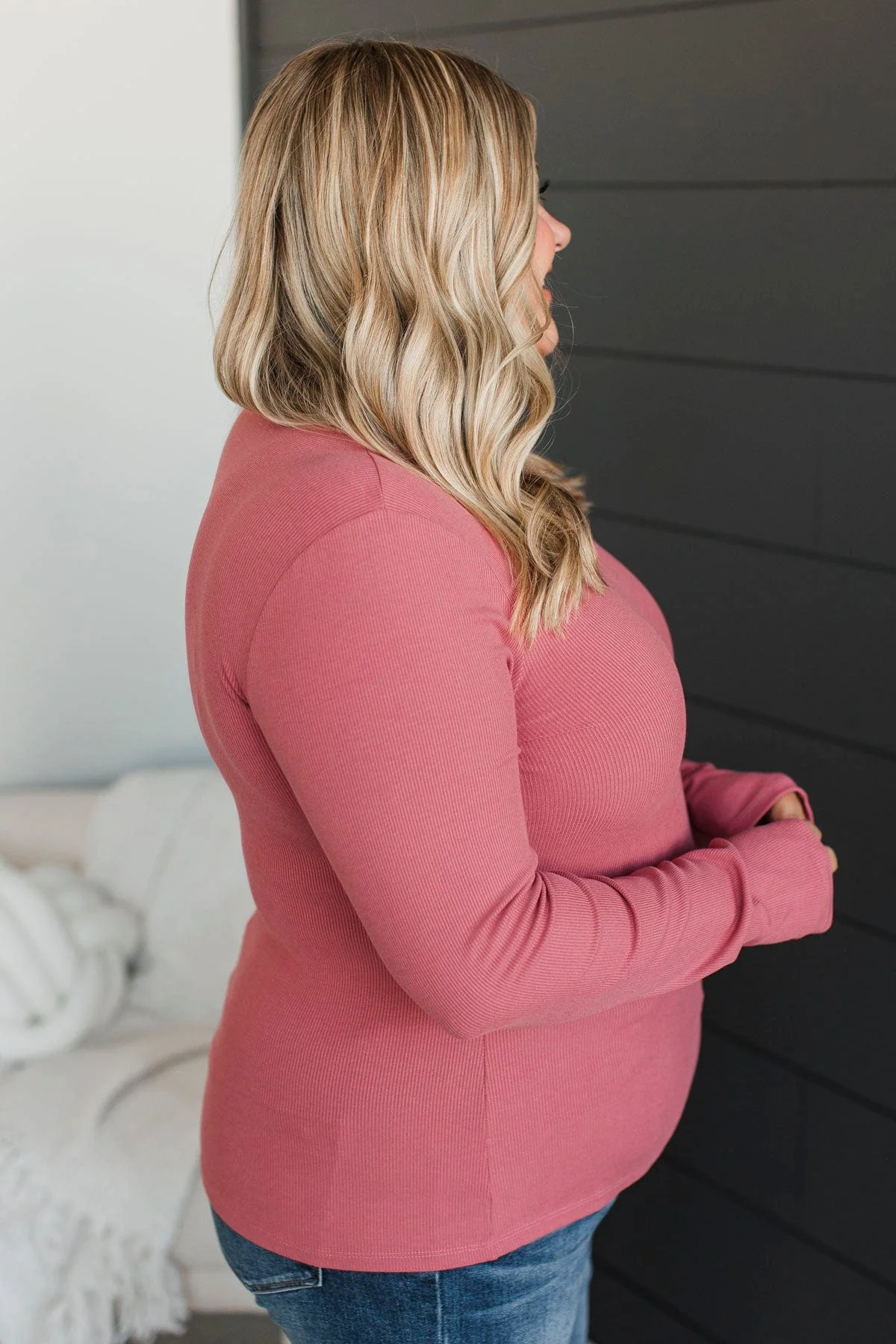 Pure Delight Ribbed Top- Dusty Rose - Image 5