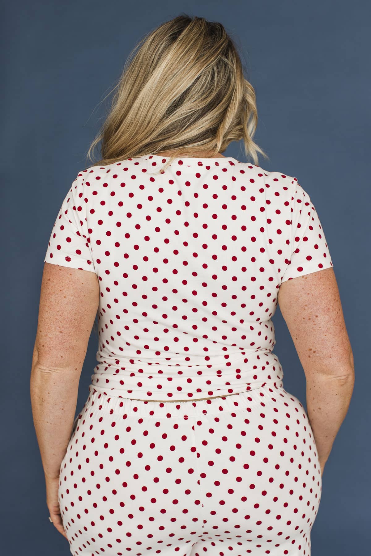Pure Ease Polka Dot Short Sleeve Top- White & Red - Image 8