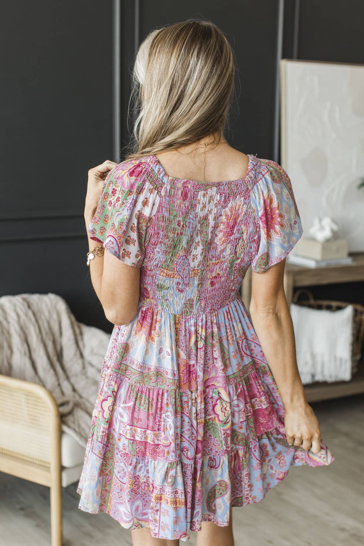 Pure Essence Floral Mini Dress- Fuchsia Multi - Image 9