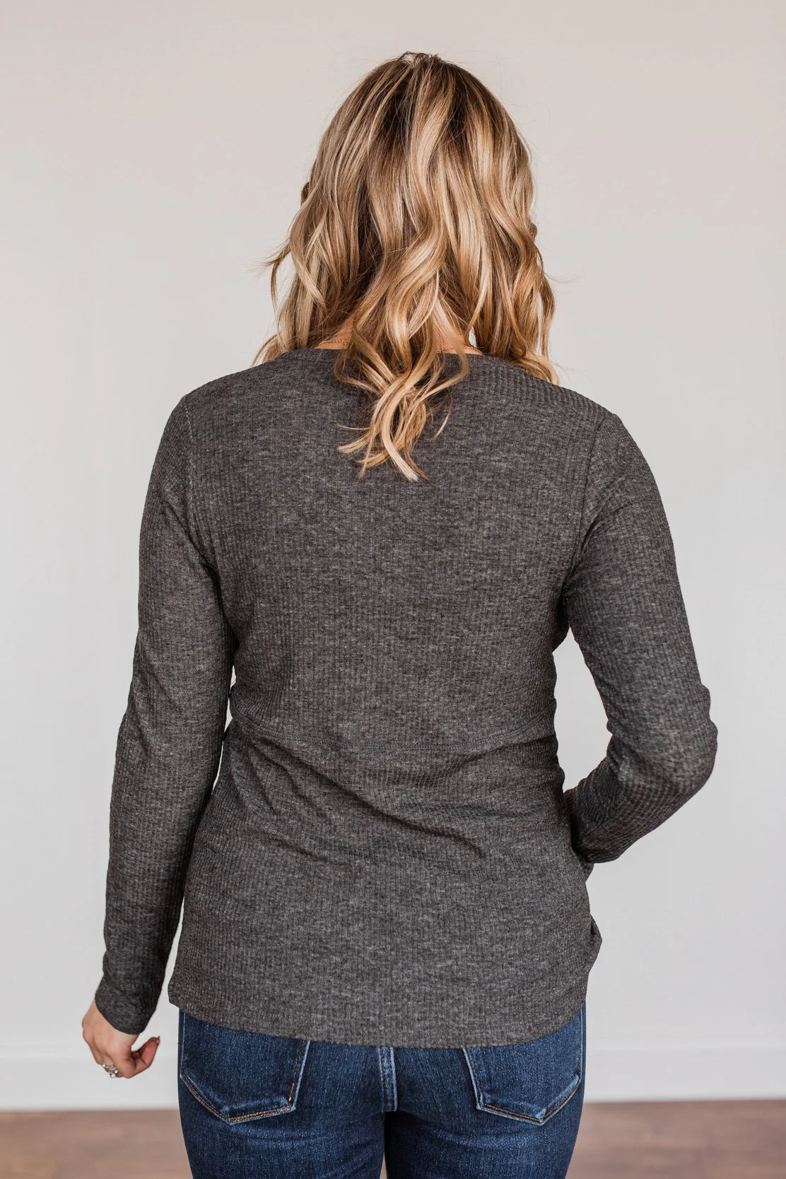 Pure Hearts Button Babydoll Top- Charcoal - Image 11