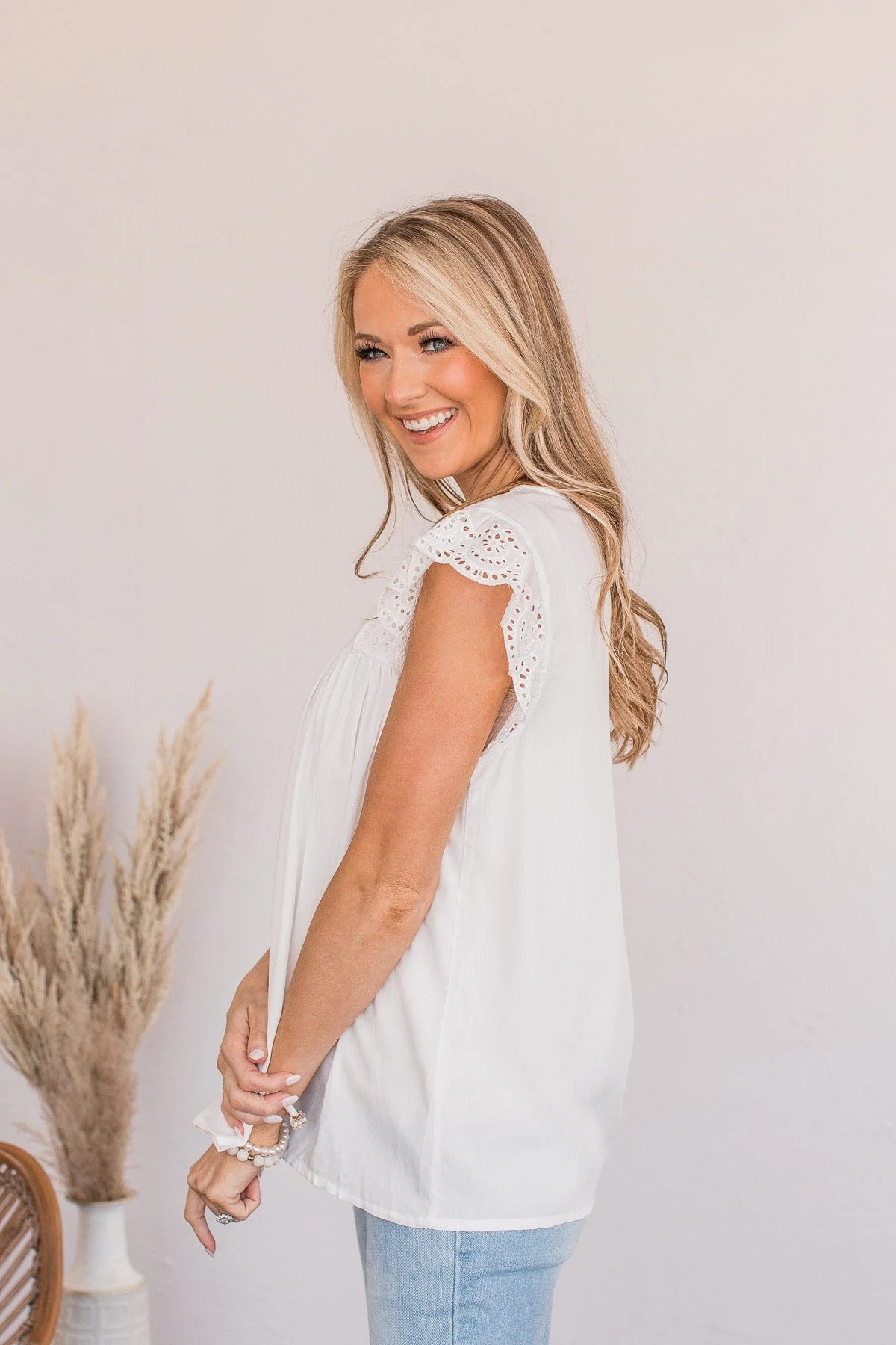 Pure Imagination Lace Babydoll Top- White - Image 7