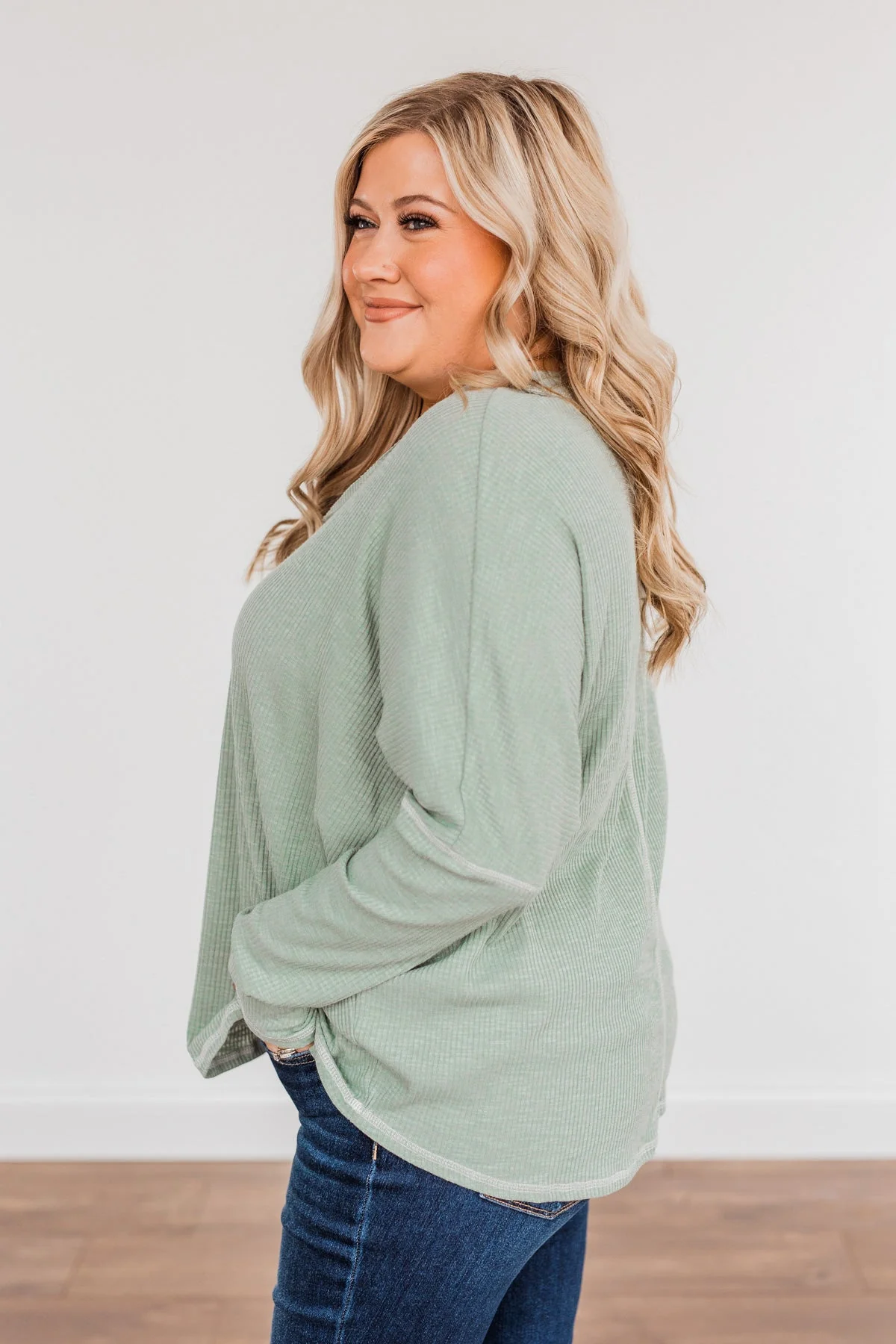 Purely Stunning Long Sleeve Knit Top- Sage - Image 6