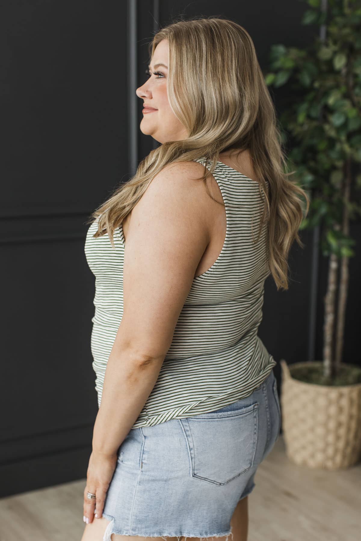 Purely You Cowl Neck Tank Top- Ivory & Green - Image 5