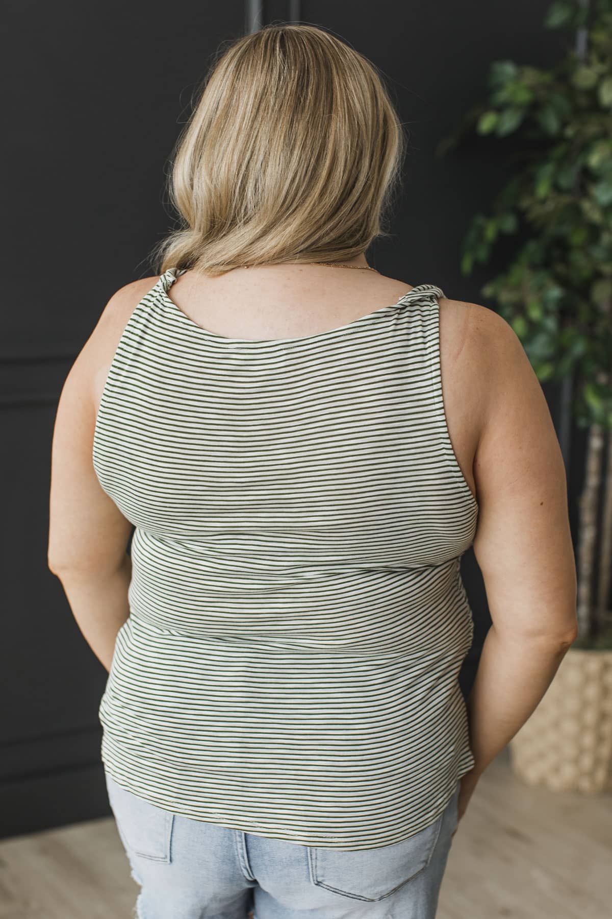 Purely You Cowl Neck Tank Top- Ivory & Green - Image 7