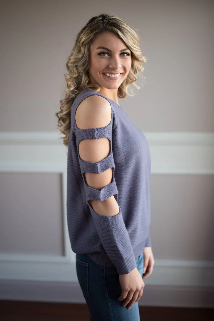 Purple Cut Out Shoulder Top - Image 4