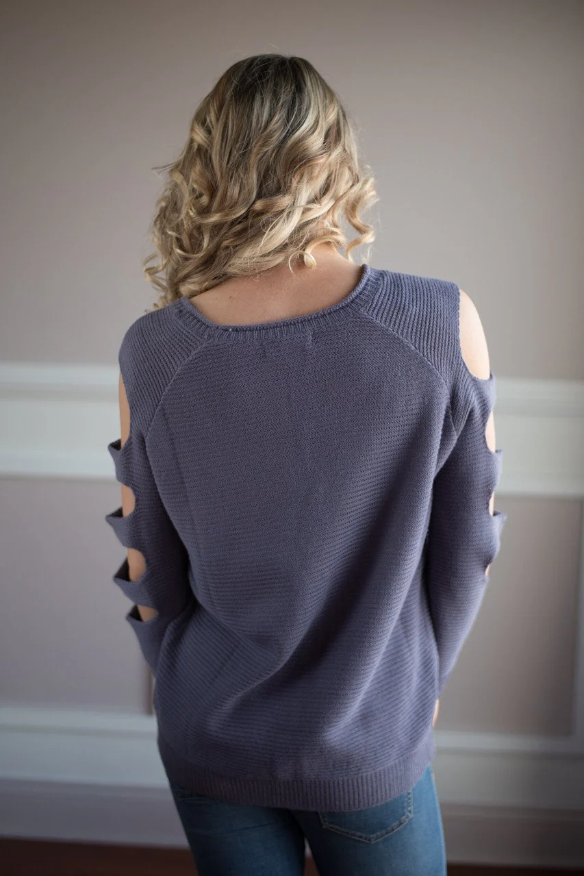 Purple Cut Out Shoulder Top - Image 5