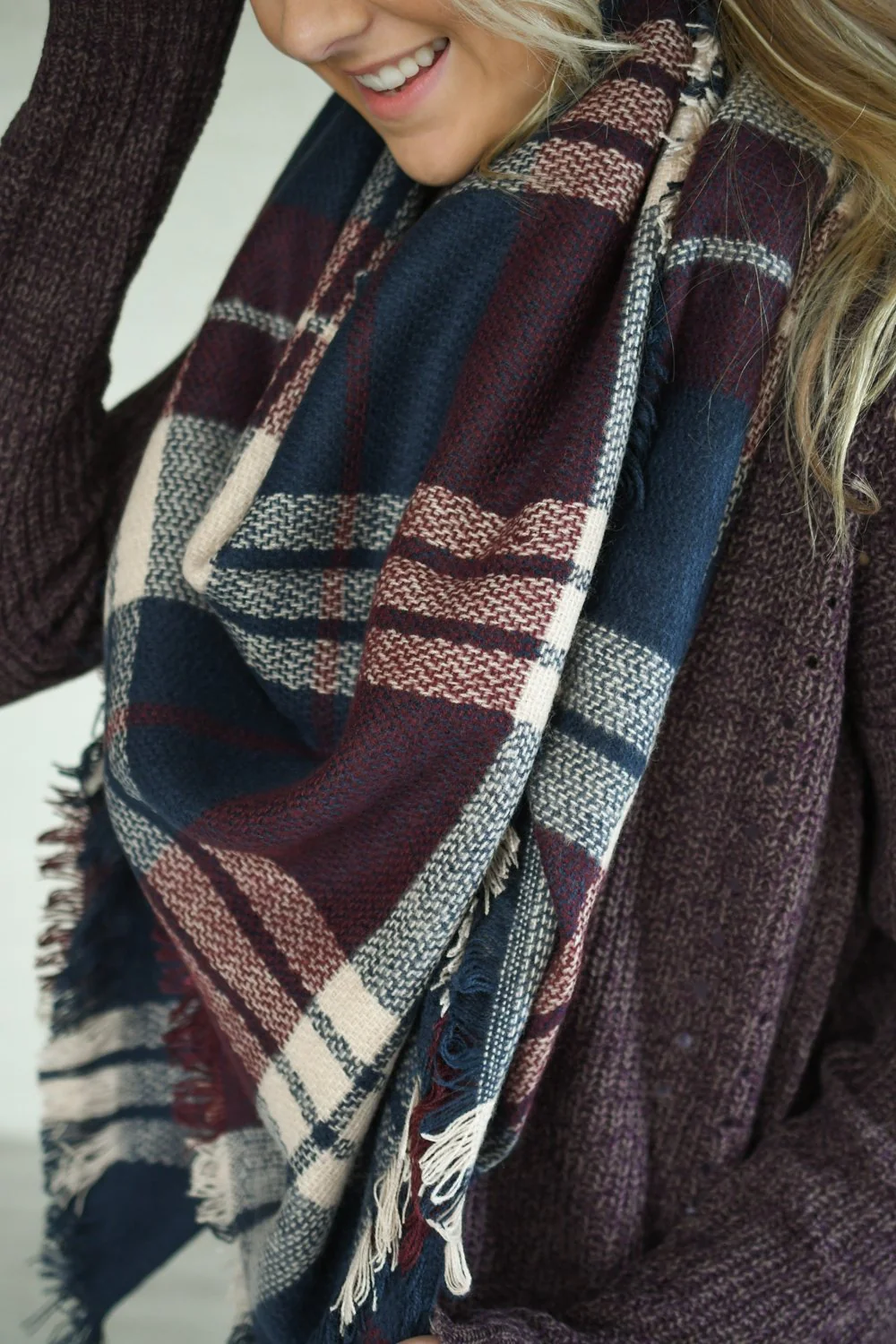 Purple & Navy Blanket Scarf - Image 4