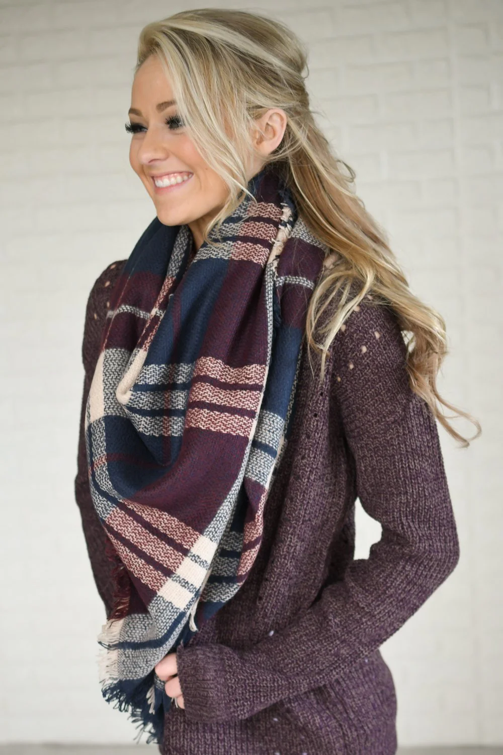 Purple & Navy Blanket Scarf - Image 5