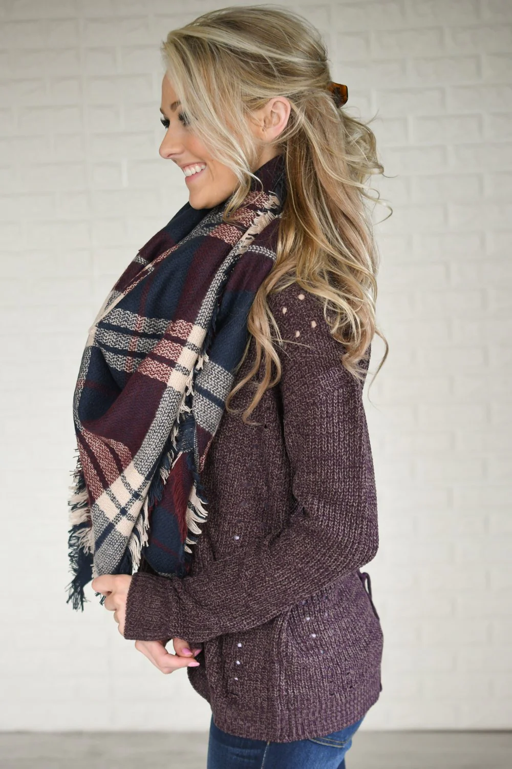 Purple & Navy Blanket Scarf - Image 7