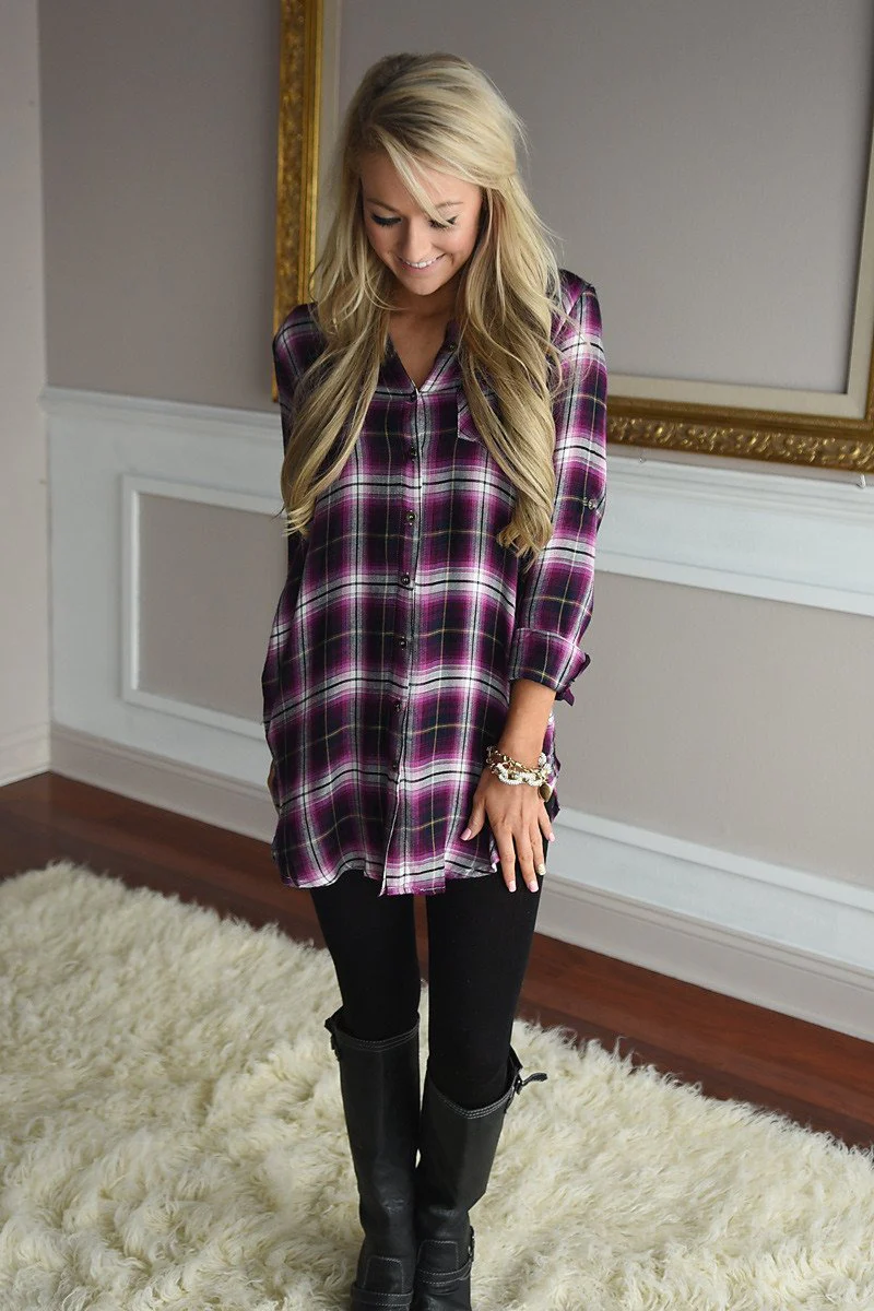 Purple Plaid Button Down - Image 5