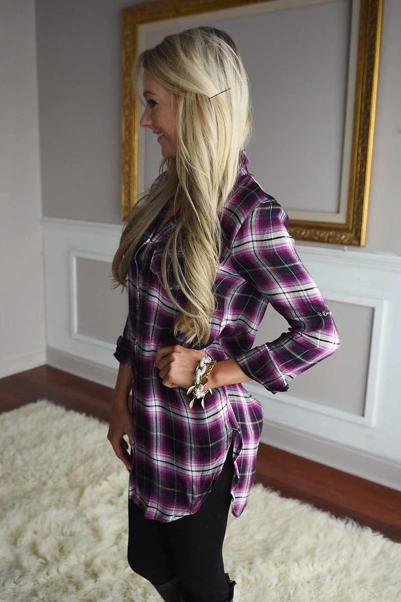 Purple Plaid Button Down - Image 6