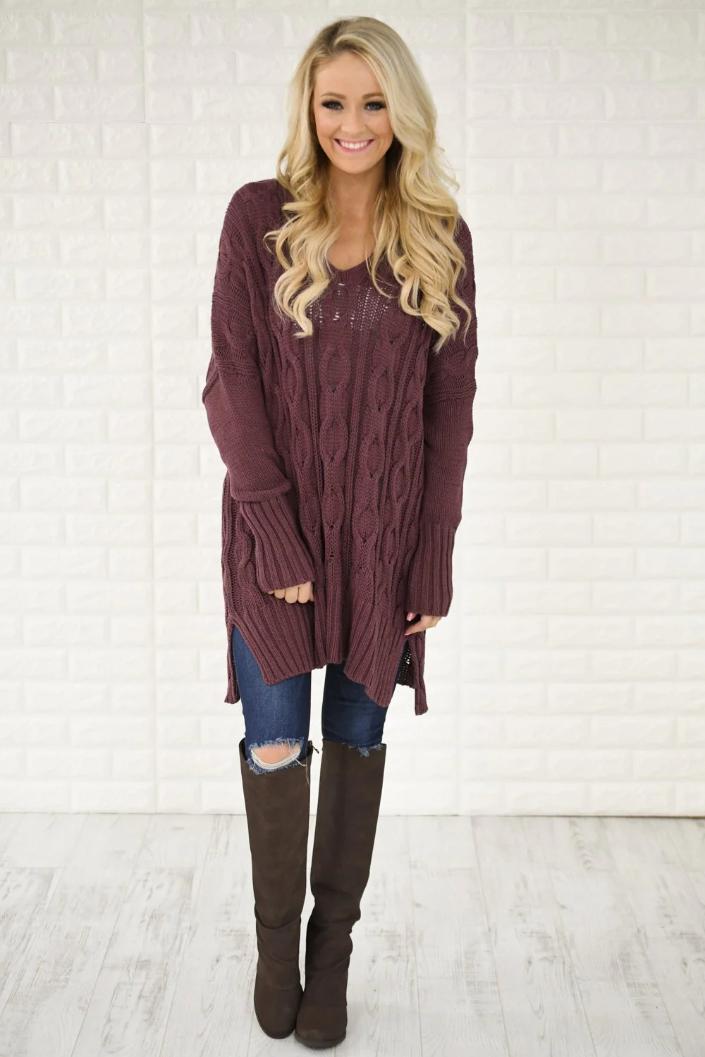 Purple V-Neck Sweater - Image 2