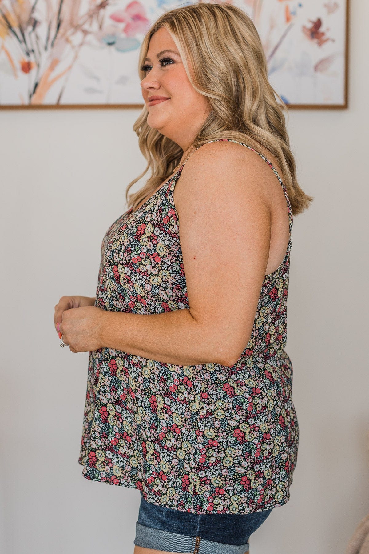 Pursuit Of Love Floral Tank Top- Black - Image 6