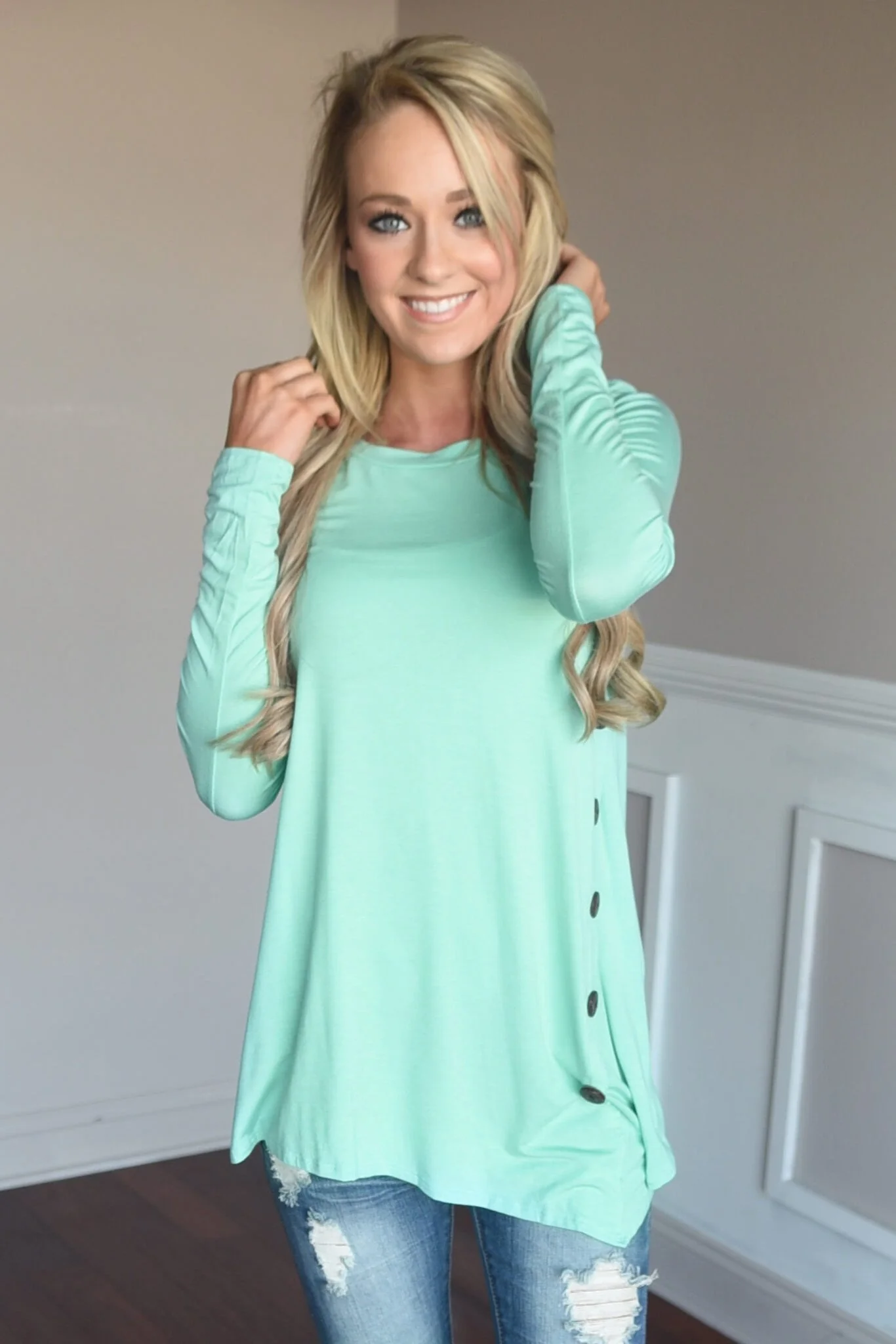 Push My Buttons Top ~ Mint - Image 2