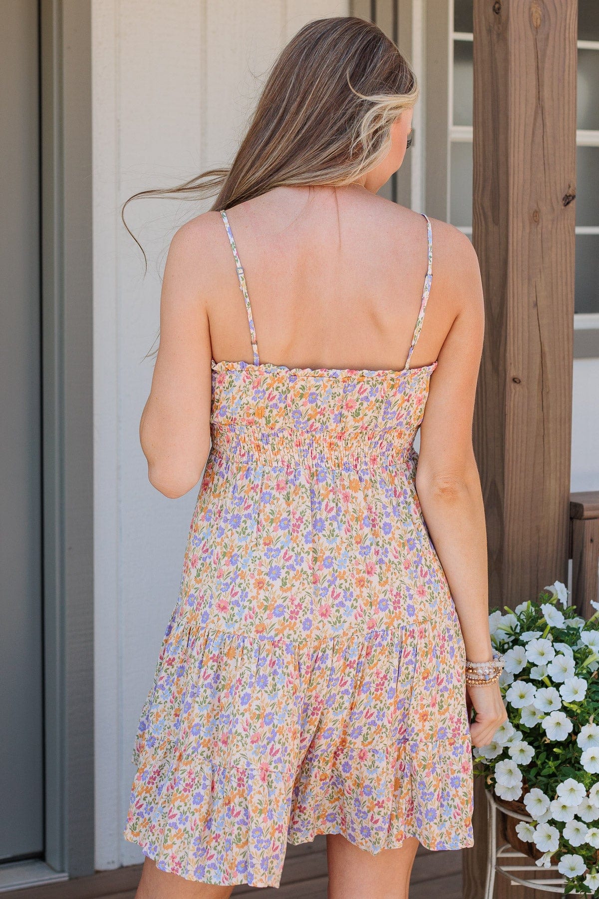 Put A Ring On It Smocked Dress- Orange & Lavender - Image 9
