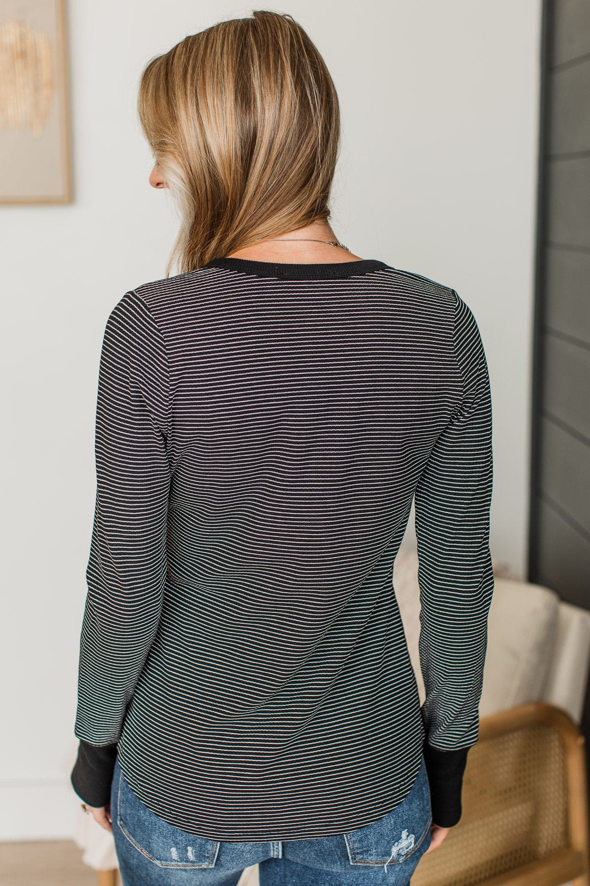 Put You First Striped Knit Top- Black - Image 6