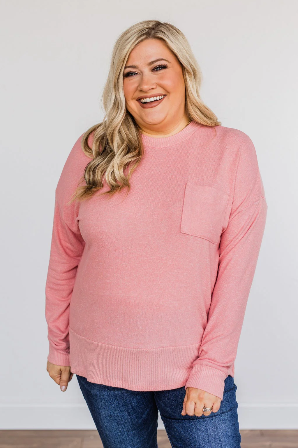Putting Me First Knit Pocket Sweater- Pink - Image 2
