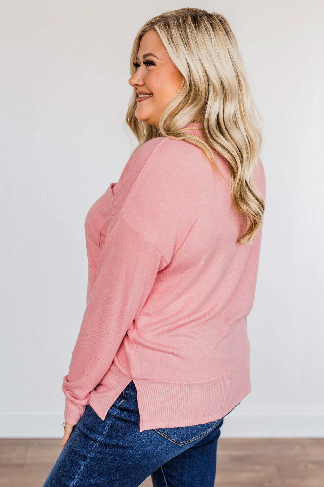 Putting Me First Knit Pocket Sweater- Pink - Image 6