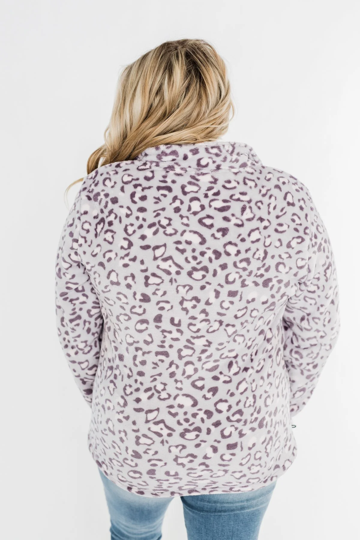 Quarter Zip Leopard Sherpa- Lilac - Image 16