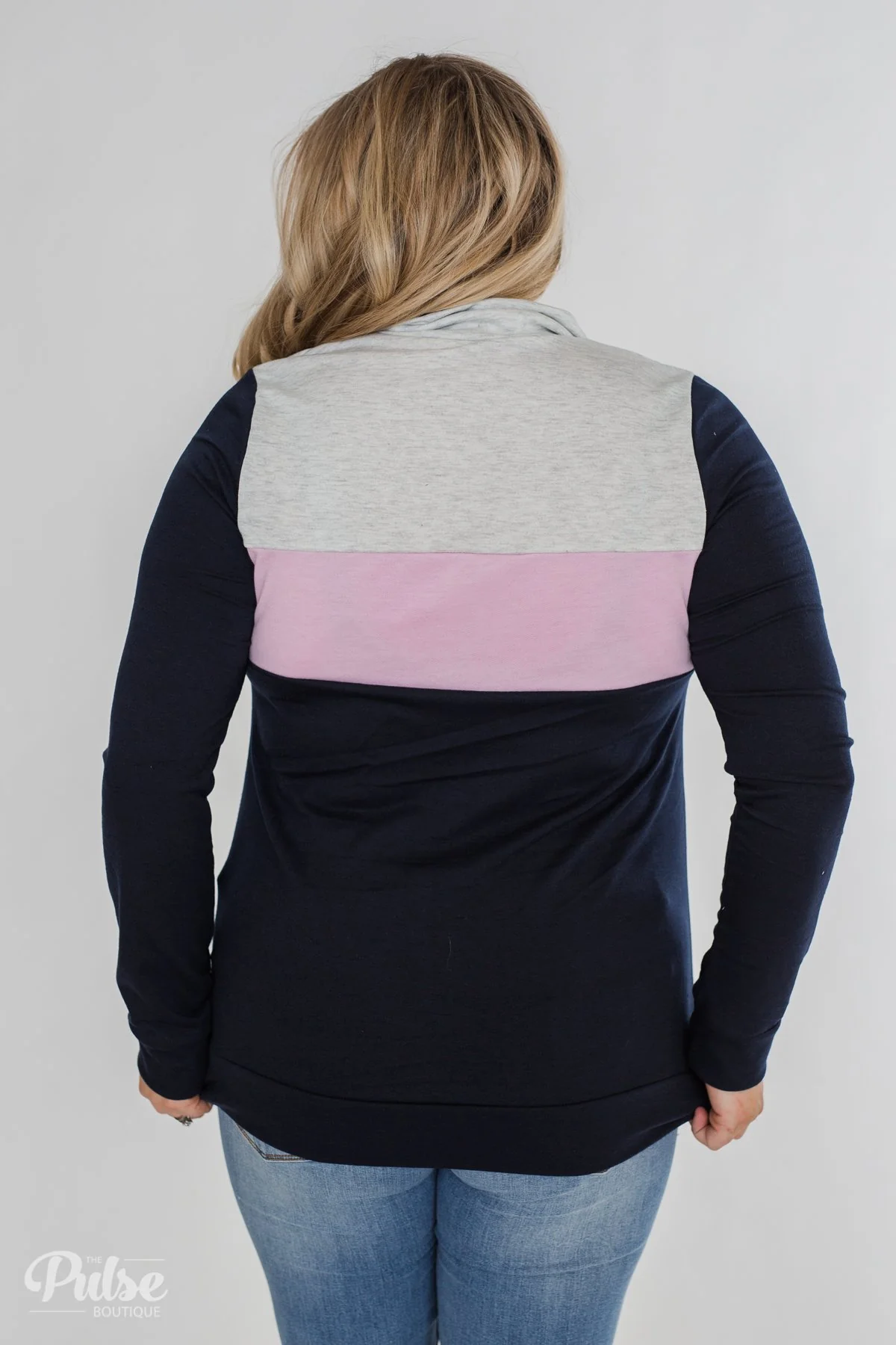 On the Go Quarter Zip Pullover- Navy & Soft Lilac - Image 12