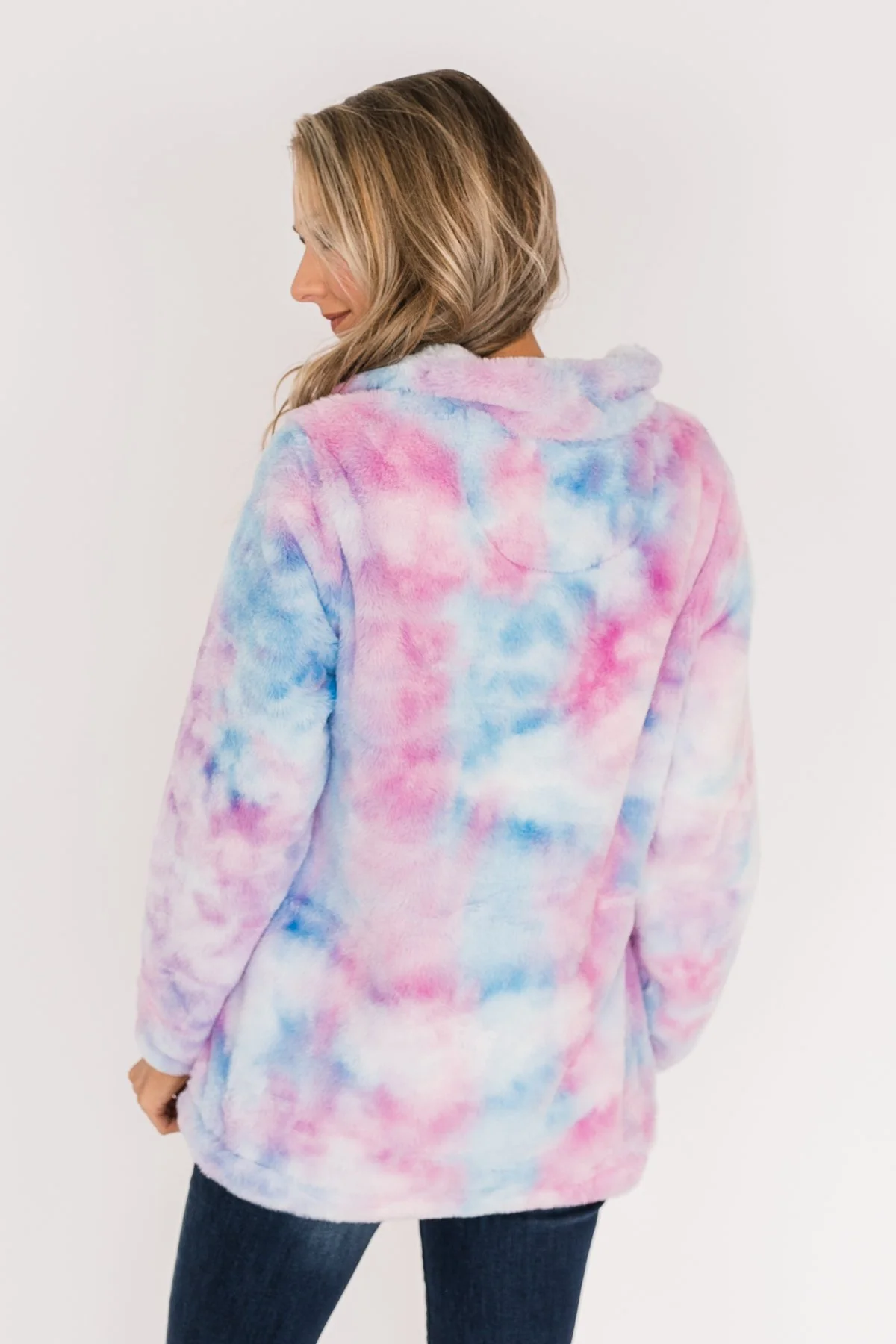 Quarter Zip Tie Dye Sherpa- Purple & Blue - Image 18
