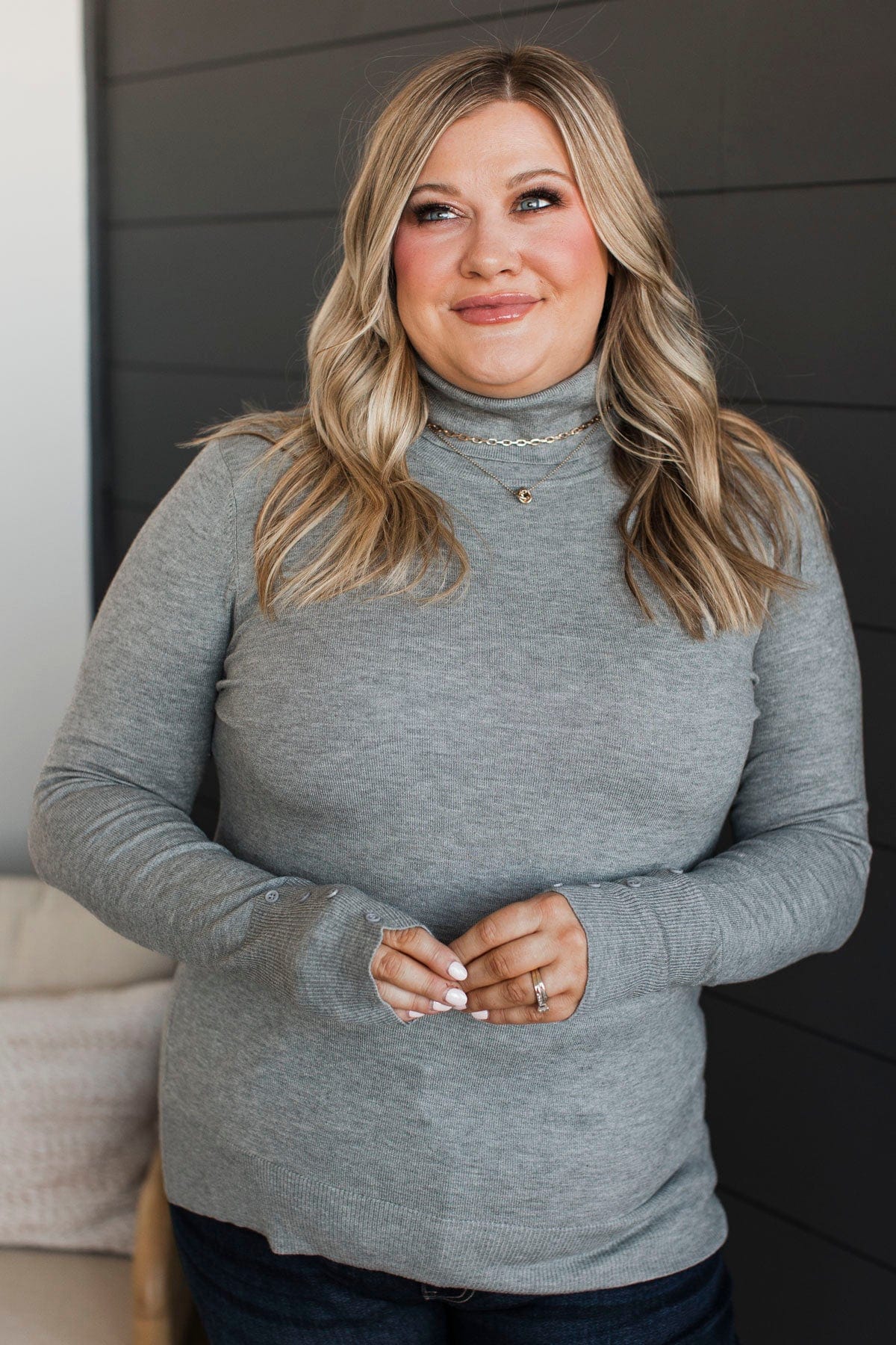 Quiet Feelings Turtle Neck Sweater- Heather Grey