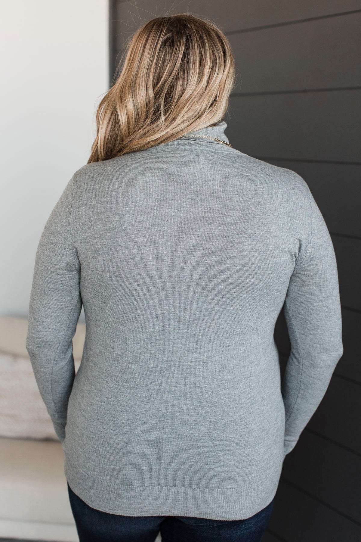 Quiet Feelings Turtle Neck Sweater- Heather Grey - Image 7