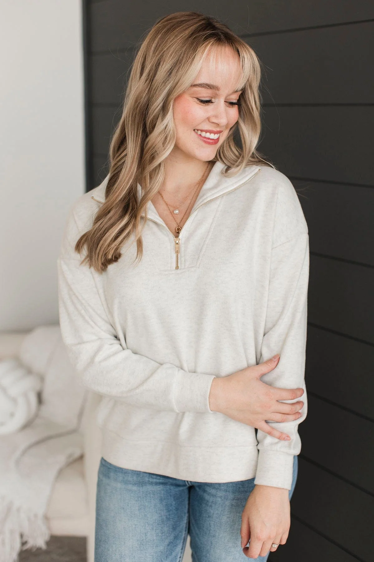 Quiet Moments Quarter Zip Pullover- Natural - Image 4