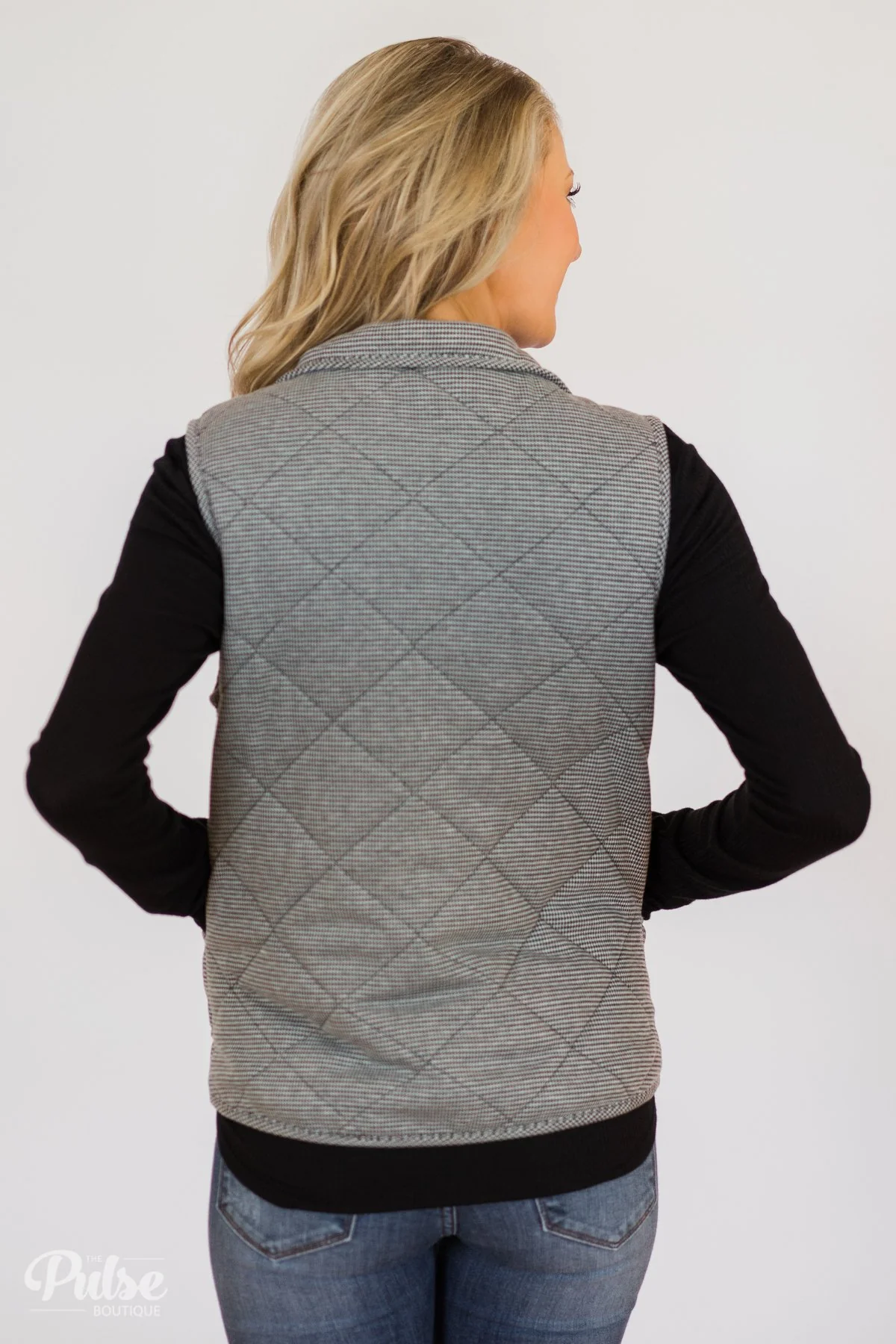 Quilted Pocket Vest- Black - Image 10