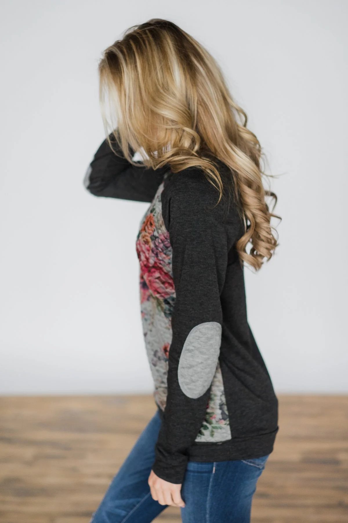 Quilted Romance Floral Top ~ Charcoal - Image 4