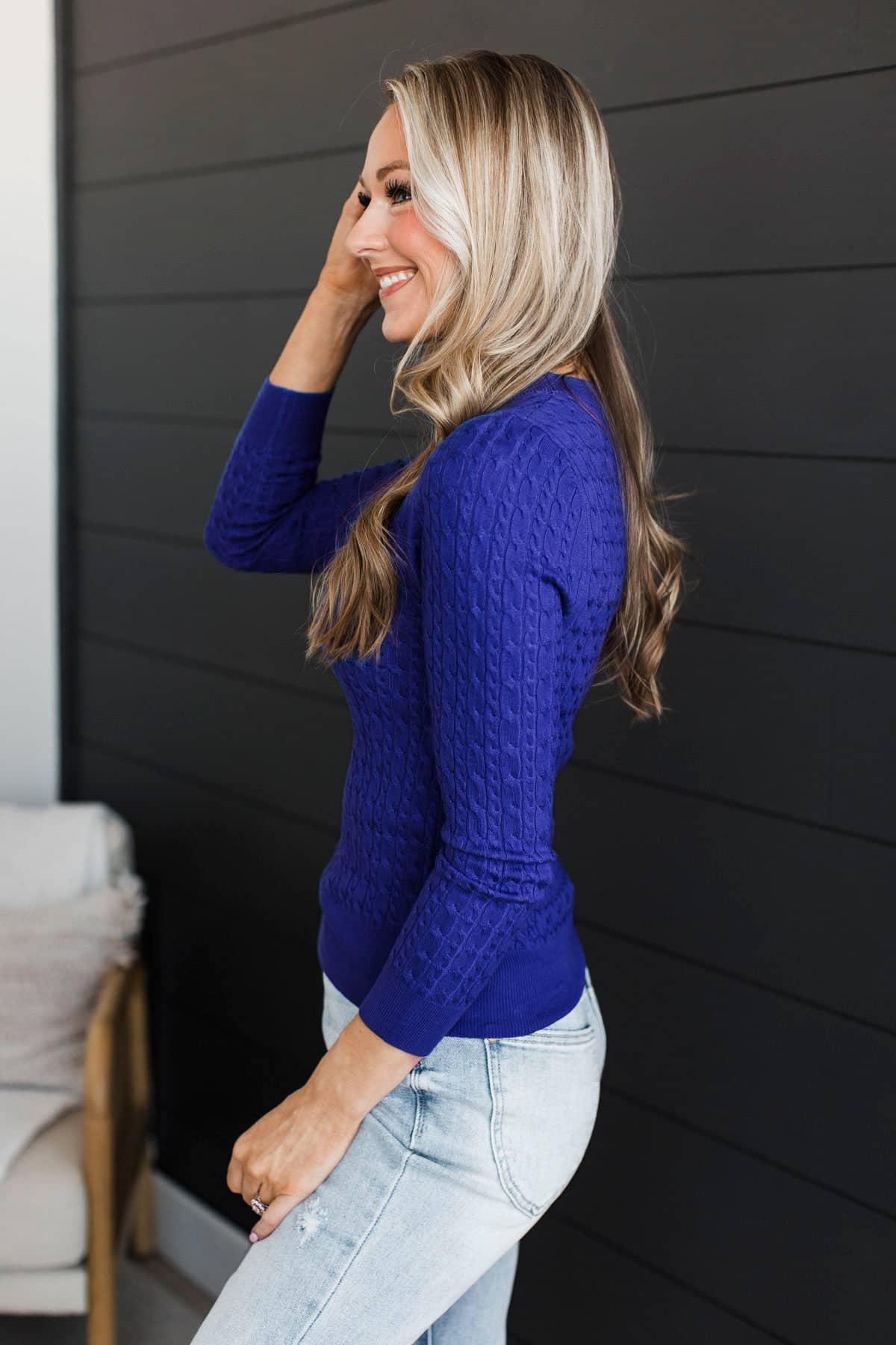 Quite The Ordeal Cable Knit Sweater- Royal Blue - Image 3