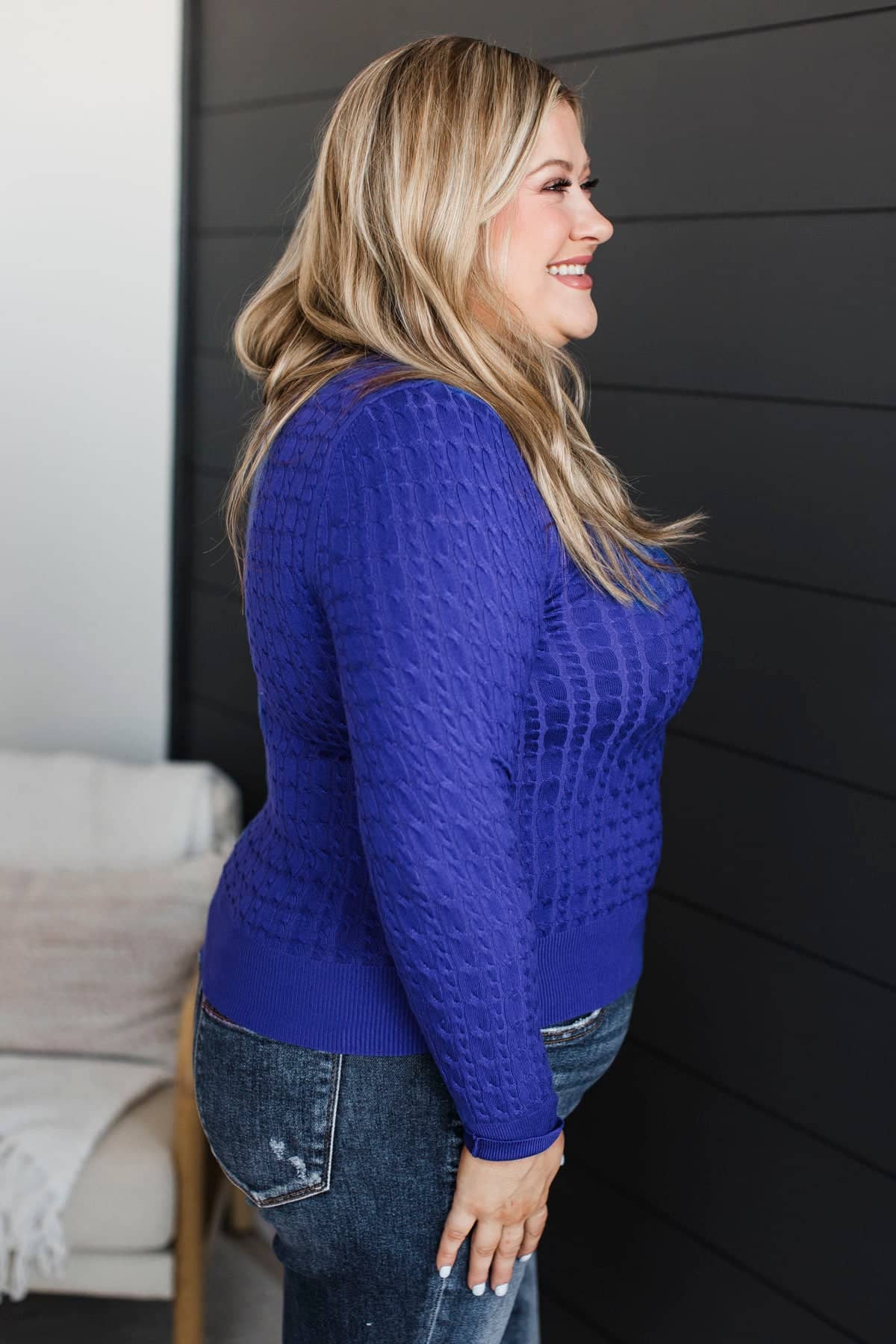 Quite The Ordeal Cable Knit Sweater- Royal Blue - Image 4