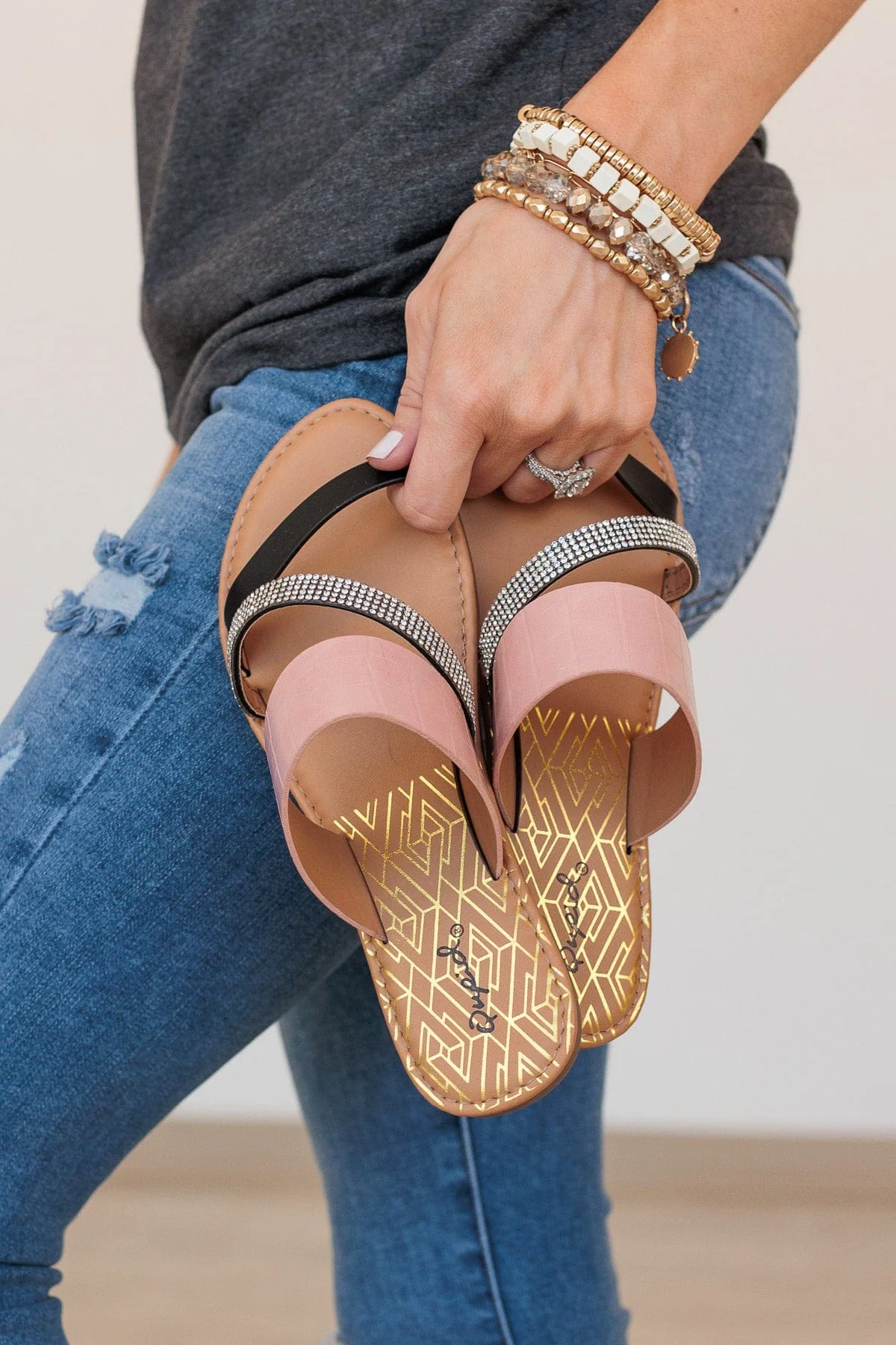 Qupid Athena Sandals- Blush - Image 3