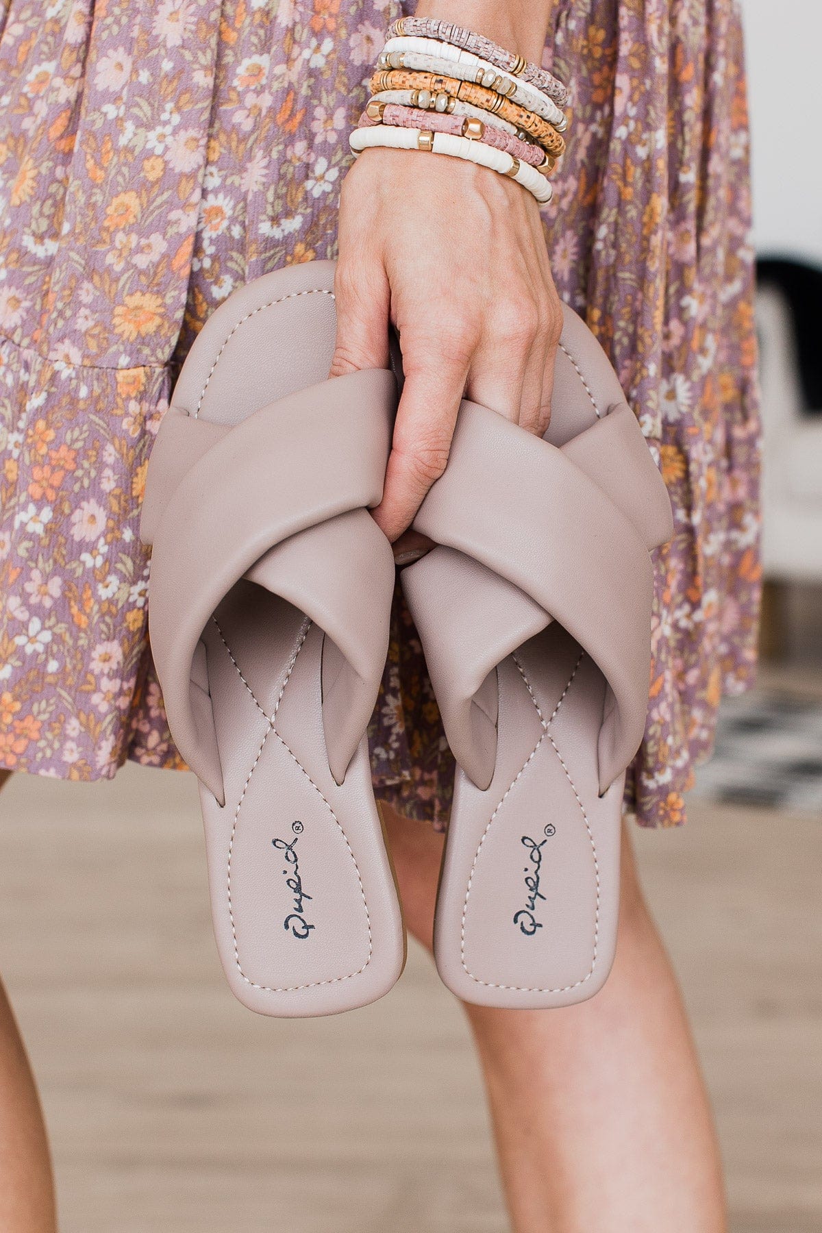 Qupid Castel Puffer Sandals- Birch - Image 2