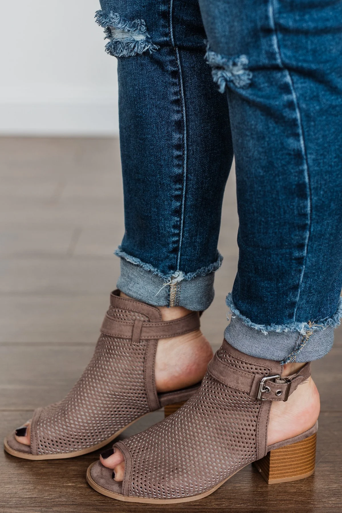 Qupid Doria Heels- Taupe Suede - Image 6