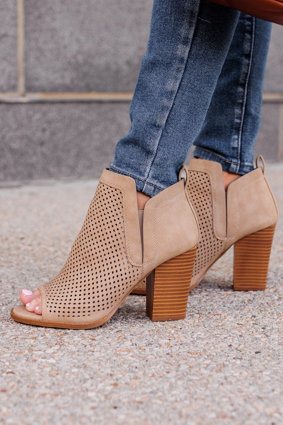 Qupid Georgia Booties- Taupe - Image 2