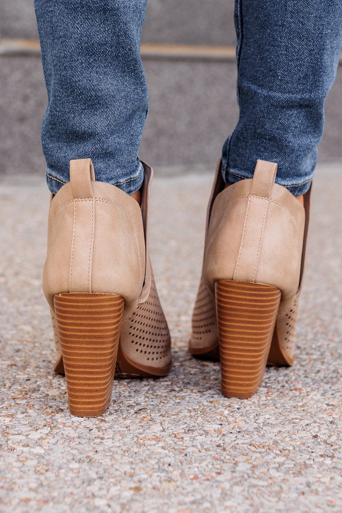Qupid Georgia Booties- Taupe - Image 5