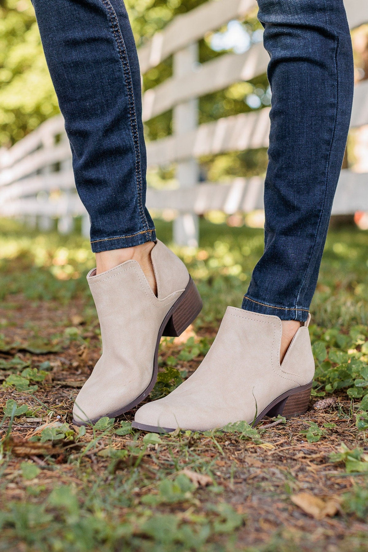 Qupid Rager Booties- Taupe Distress Nubuck - Image 2