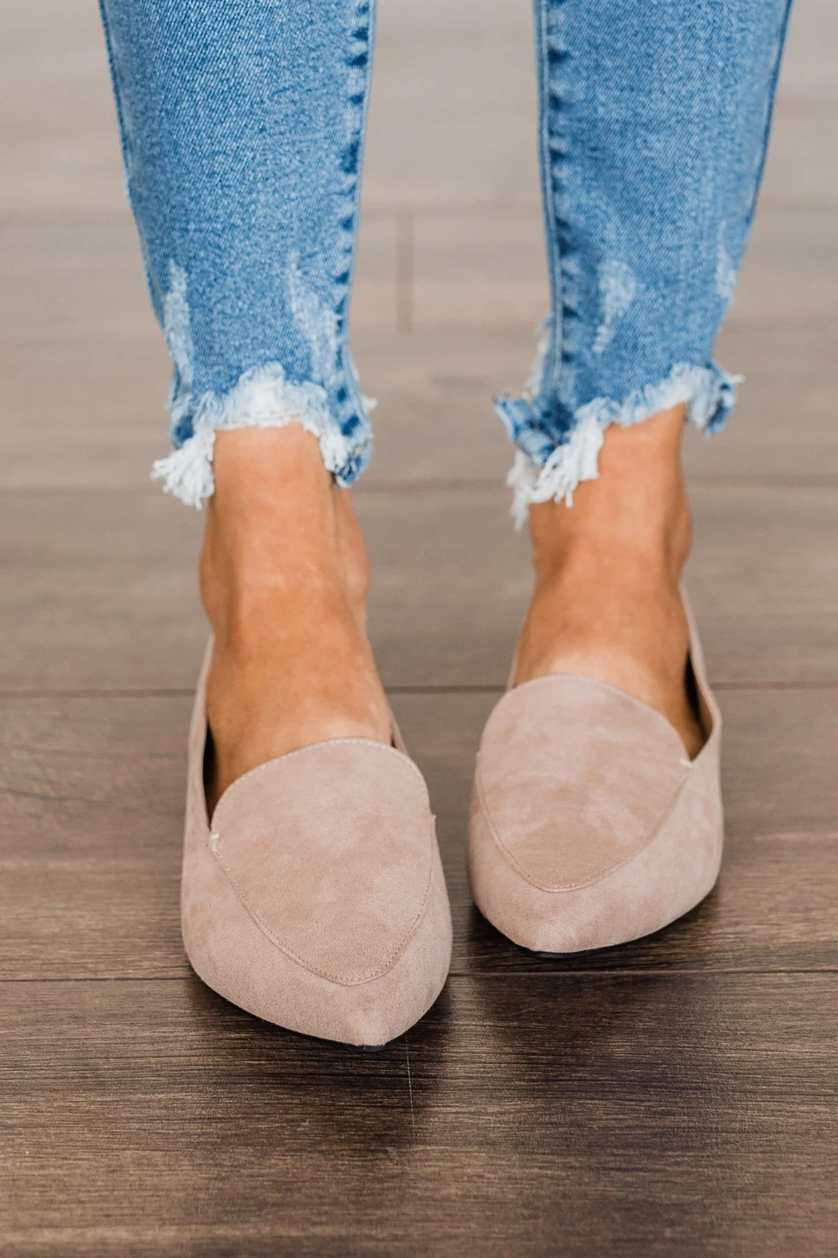 Qupid Zoom Flats- Warm Taupe Suede - Image 2