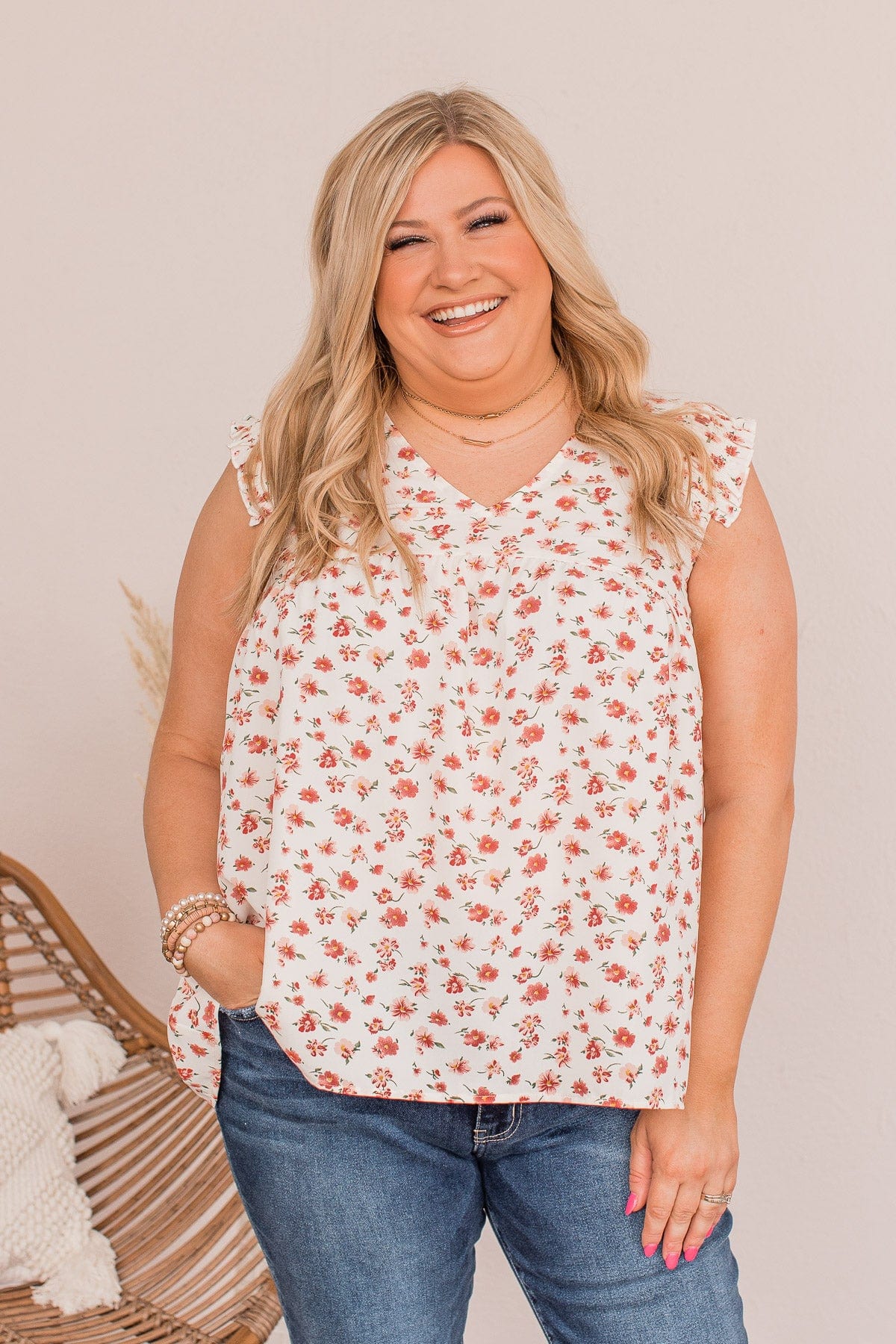 Radiant Aesthetic Floral Blouse- Ivory - Image 3