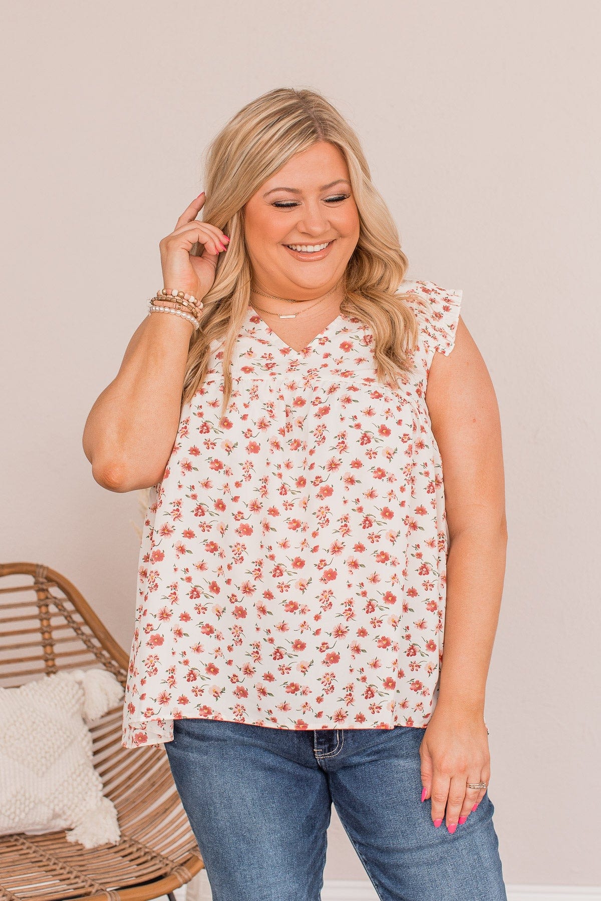 Radiant Aesthetic Floral Blouse- Ivory - Image 5
