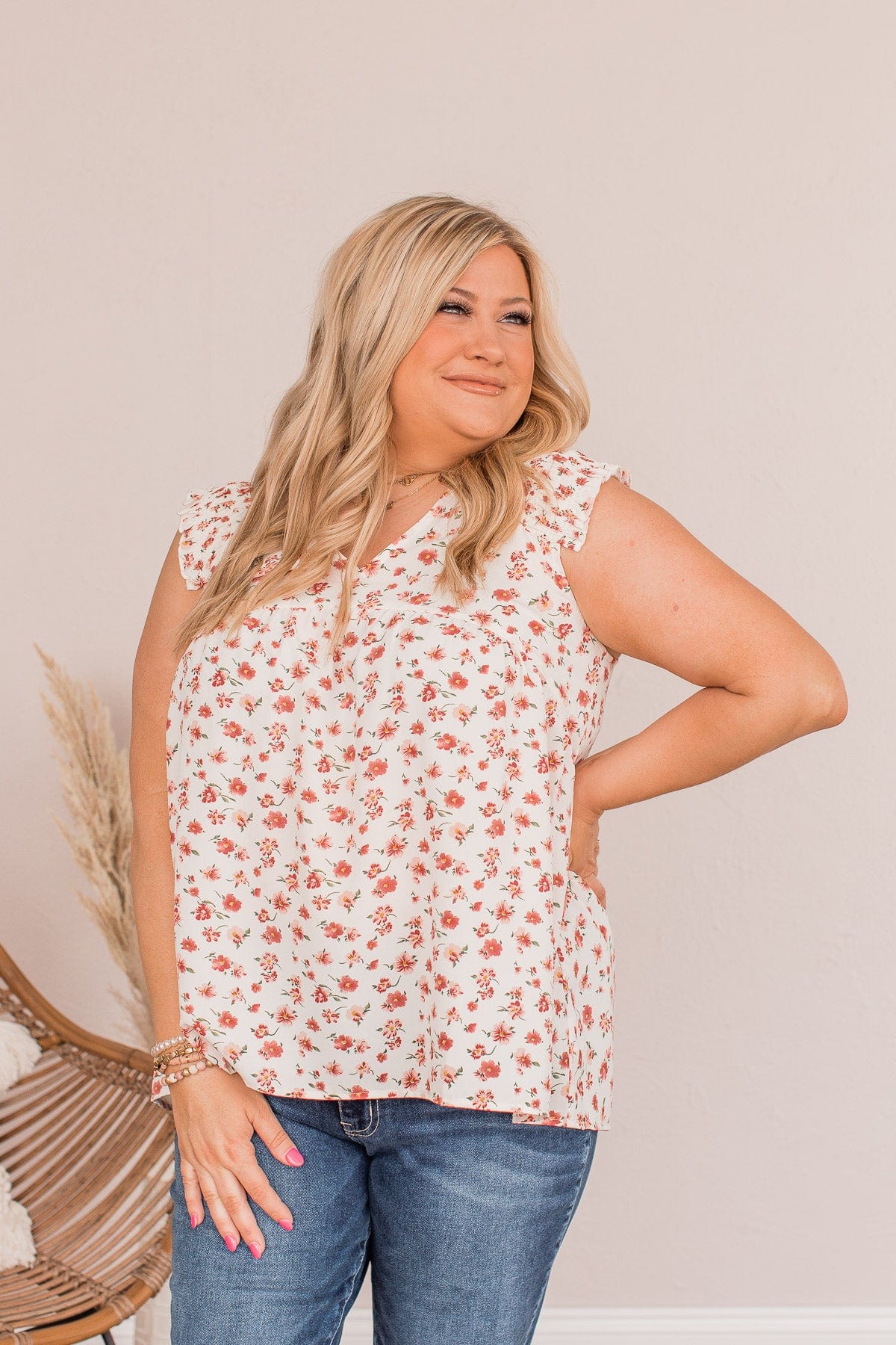 Radiant Aesthetic Floral Blouse- Ivory - Image 7