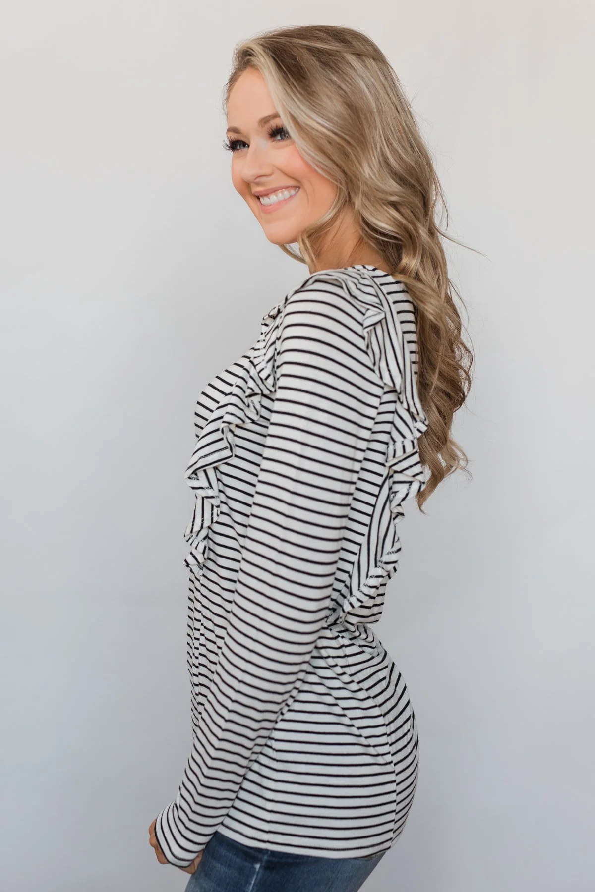 Radiant in Ruffles Long Sleeve Top - White - Image 7