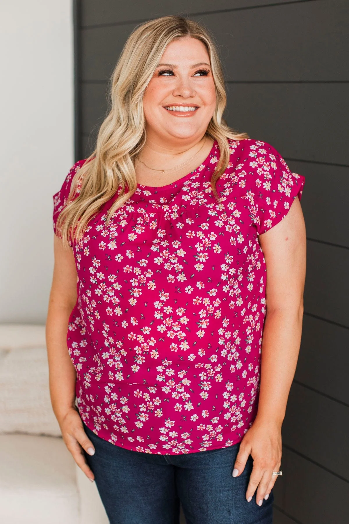 Radiant Presence Floral Top- Hot Pink - Image 4